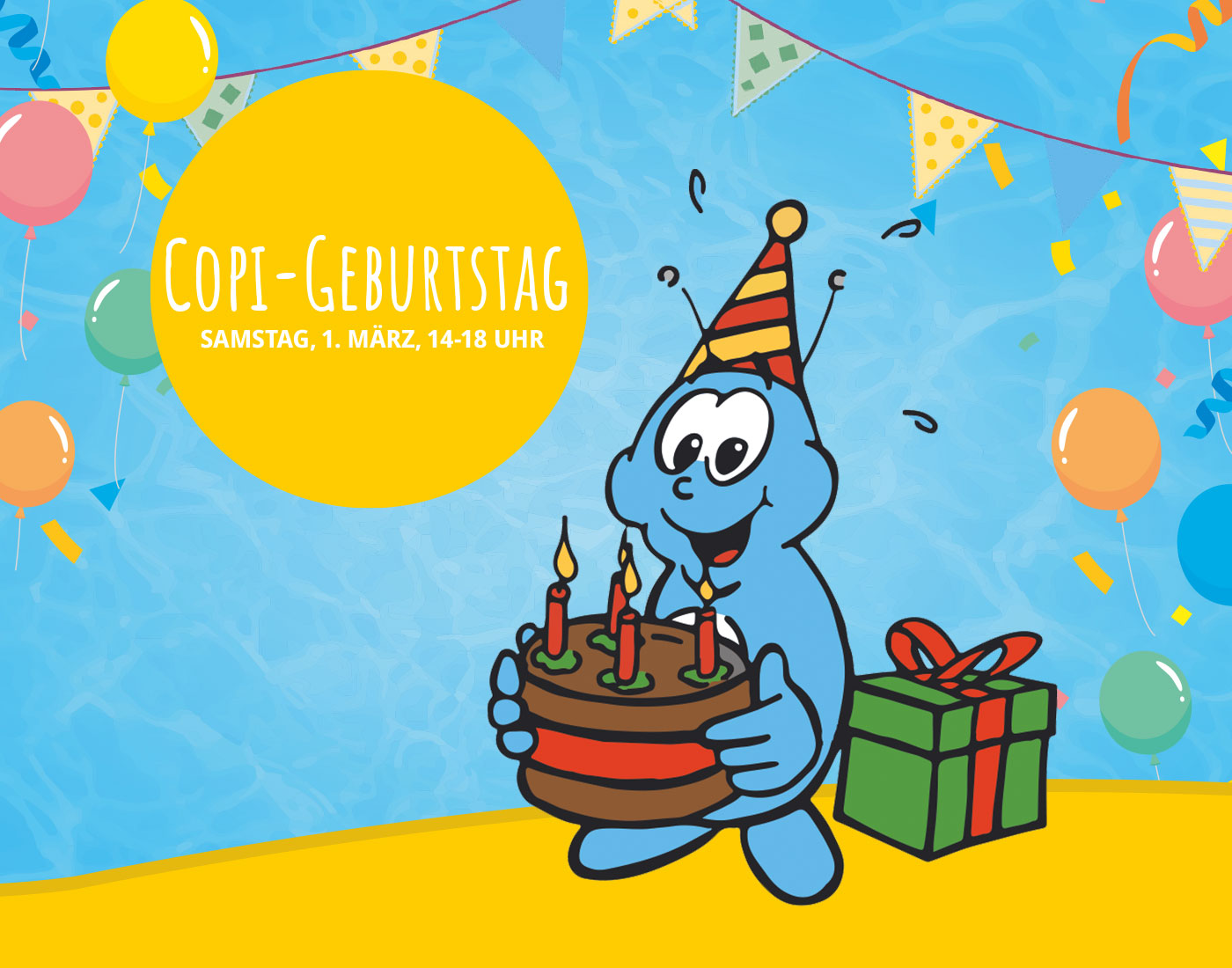 Copi lädt am 1. März zur bunten Geburtstagsparty