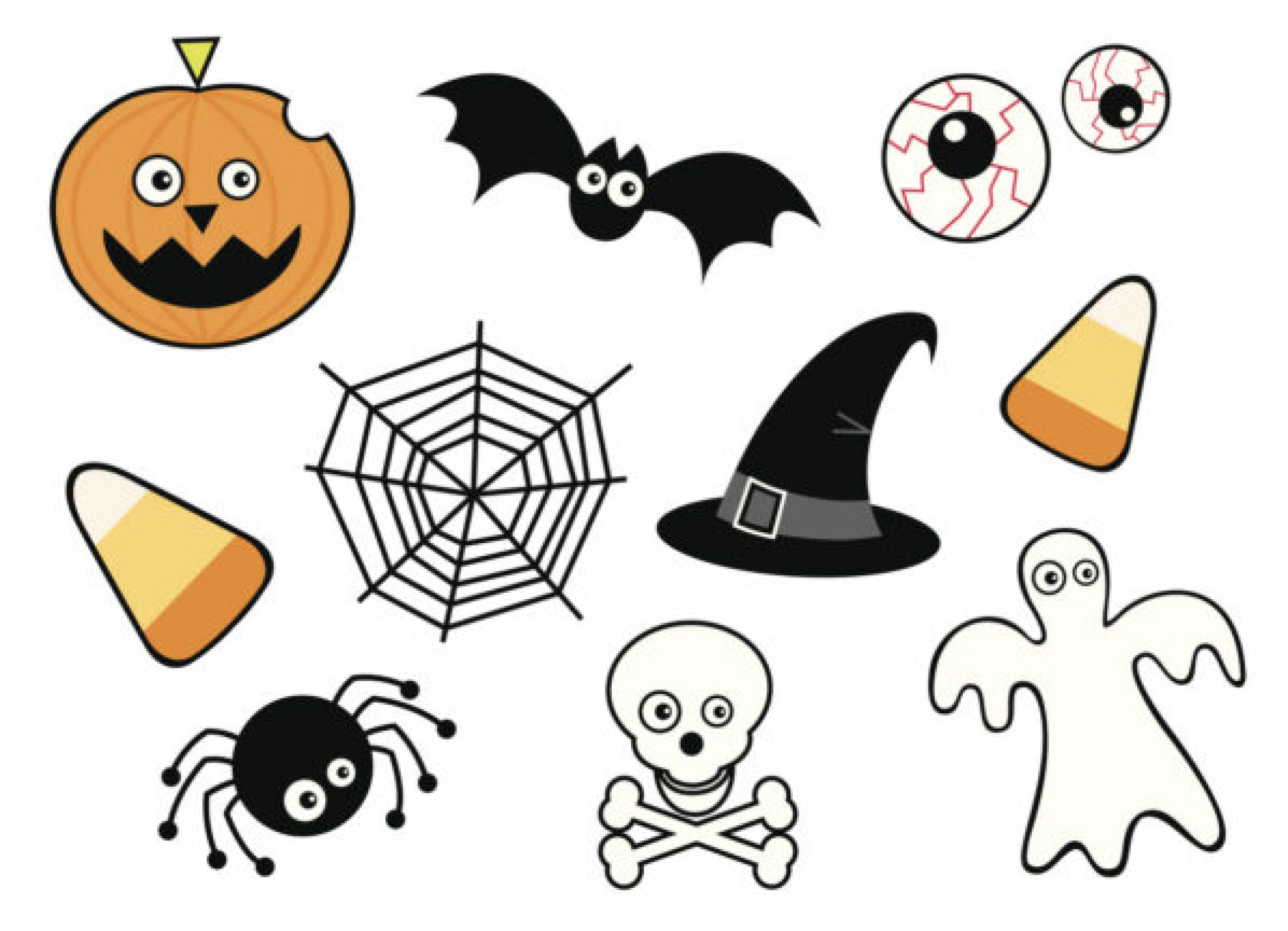 Cute friendly Halloween icons.